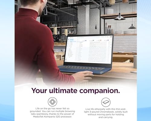 Image of Lenovo IdeaPad Slim 3 Chromebook 14 inch FHD Touchscreen Laptop, MediaTek (8-Core) CPU, 4GB RAM|64GB eMMC+64GB USB Flash Drive| Chrome OS| Wi-Fi 6| SD Card Reader| Blue| for Business & Students|RK Bundle