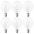 40 Watt E12 Candelabra Base Round Bulbs,G50 Light Bulbs for Full Size Scentsy Warmer,Ceiling Fans With Lights,Chandelier,Decorative Vanity Lights,Sconce,120V Globe G16 1/2 Bulb,2700K Warm White,6 Pack