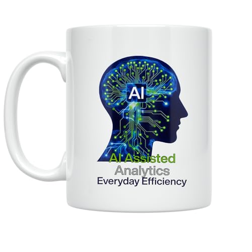 Data Analyst Coffee Mug - AI Assisted Analytics Everyday Efficiency - 11 oz White Ceramic - Modern Tech Style