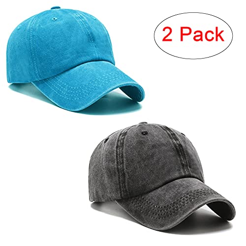 Image of PFFY 2 Packs Vintage Washed Distressed Baseball Cap Golf Dad Hat for Men Women