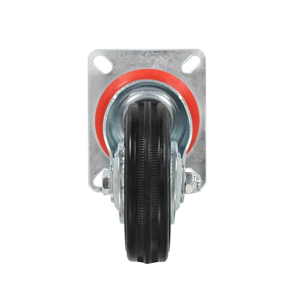 12 ruedas giratorias de goma de 100 mm con marco de hierro revestido de zinc para taller carro de transporte y plataforma, silencioso, resistente a los arañazos, soporta hasta 70 kg, ideal