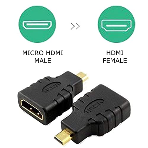 Image of 100FIT Micro HDMI Adapter (Not for Mobile Micro-USB), HDMI Female (Type-A) to Micro HDMI Male (Type-D) for Raspberry pi 4 Gold Plated Connector Converter Adapter (Pack of 1)