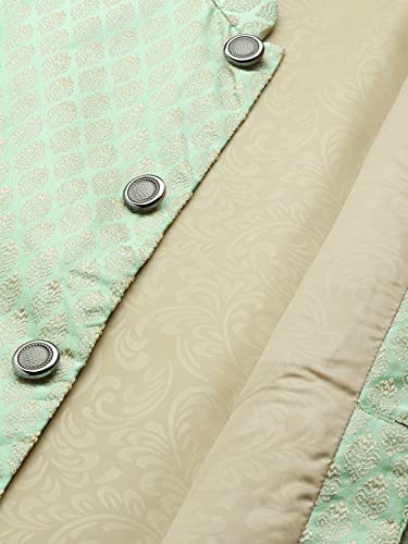 Image of SOJANYA (Since 1958, Men's Silk Blend Grey Kurta Pyjama & Silk Blend Jacket Combo