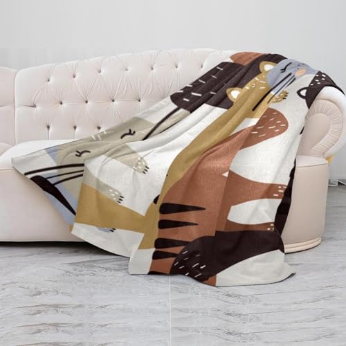 Couverture polaire microfibre Happy Cats plaid idéal à offrir pour lit et sofa - 5