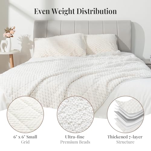 Image of Topblan Weighted Blanket for Adults, 60 inch x 80 inch 15lbs, Soft Sherpa Queen Size Heavy Blankets with 3D Puffy Hexagon, Cozy Flannel Fleece Weighted Throw for Couch and Bed