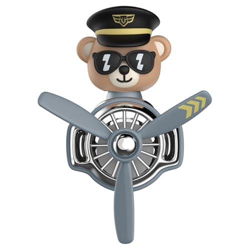 Ambientador para coche con diseño de oso de dibujos animados y clip de silicona en forma de cruz, reutilizable, para eliminar olores, color gris.