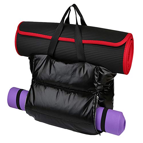 Damen-Daunen-Umhängetasche, großes Fassungsvermögen, aus Baumwolle, wasserfest, Trennung von trockener und nasser Kleidung, Handtasche für Sport, Fitness, Reisen und Schwimmen, Schwarz