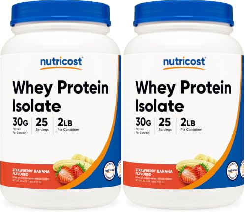 Nutricost Nutricost Whey Protein Isolate Powder (Strawberry Banana) 2 LB, Gluten-Free (Pack of 2) sold by Nutricost - Amazon Seller - US