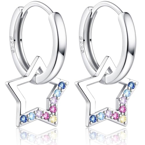 JeweBella Boucles d'oreilles Enfants Fille en Argent 925 Colorées Zircone Petites Boucles...