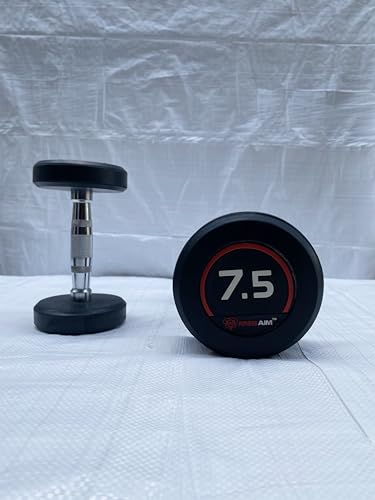 Image of Bouncer Round Dumbbells Set for Home Gym | 7.5kg Dumbbells Set of 2 | Fitness Gym Dumbbell set for Home Workout | Anti Skid rubber Dumbbell set | Weights for Workout (Black)