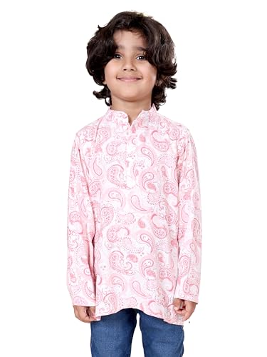 Image of KiddoPanti Boys 100% Cotton Ethnic Motif Printed Short Length Kurta