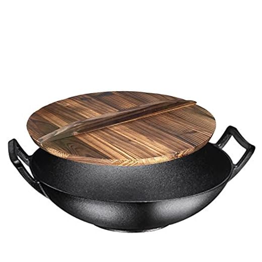 12 Best Cast Iron Woks You Can Buy On Amazon 6 Bruntmor 14 Inch Pre-Seasoned Cast Iron Wok/ Pot. 14" Nonstick Skillet Pan With Large Loop Handles & Flat Base & Lightweight Wooden Pot Lid Cover. Koockingware For Kitchen/ Indoor/ Outdoor Camping.