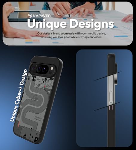 Image of KAPAVER Hybrid Shock Proof Series Back Cover Case Compatible with Google Pixel 9 Pro XL (PC+TPU) (Cyber-i-Black)