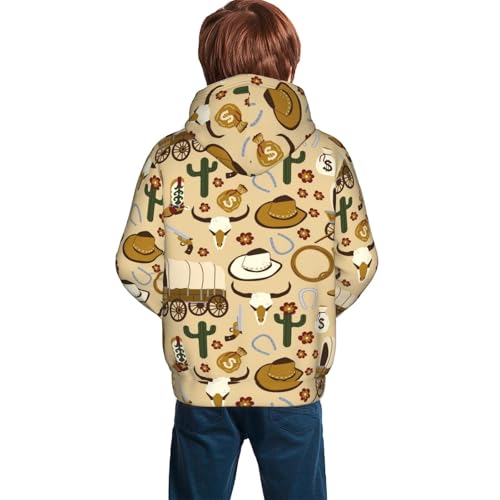Wild West Cowboy Kid Hoodies Boys Sweatshirts Girls Pullover with Pocket4