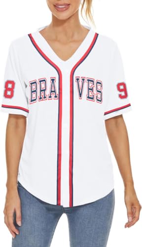 98 Baseball Shirt Women Cow Skull Graphic Fan Tshirt V Neck Country Vintage Jersey Button Down Short Sleeve Tops2