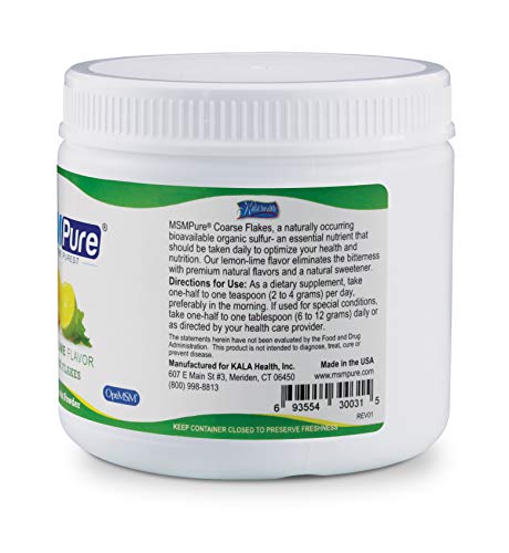 Kala Health MSMPure Lemon-Lime Flavored, Coarse Powder Flakes, Organic Sulfur Crystals, 99.9% Pure Distilled MSM Supplement, Made in The USA, 8.8 oz - Thumbnail 3