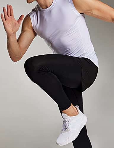 Tsla Men's Compression Pants, Cool Dry Athletic Workout Running Tights Leggings With Pocket/Non-Pocket, Hyper Control Pants Black, Medium #TOP5
