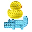 2 Packs Push Bubble Fidget Sensory Toys, Silicone Toys for Kids Need to Relieve Stress,Autism Sensory Toys (Duck and Alligator)
