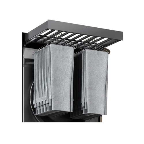 TMKDNNKG Tendedero de Pantalones Tipo cajón de aleación de Aluminio, tendedero retráctil, soporta hasta 30 kg, Ancho Ajustable, para Usar sobre la Lavadora (414-464 mm).