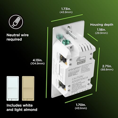 Image of Enbrighten 800 Series Z-Wave Paddle Dimmer, Long Range 800LR, Quick Fit, Simple Wire, Direct 3-Way (No Add-On Switch Needed), Smart Hub Required, Compatible with Alexa, Google Home, 76593