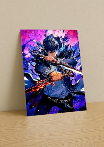 Image of NIJUKA Anime Printed Metal sheet Poster For Home And Room Decoration | For Anime Art Fans Boys And Girls (jin wo Stylish look art)