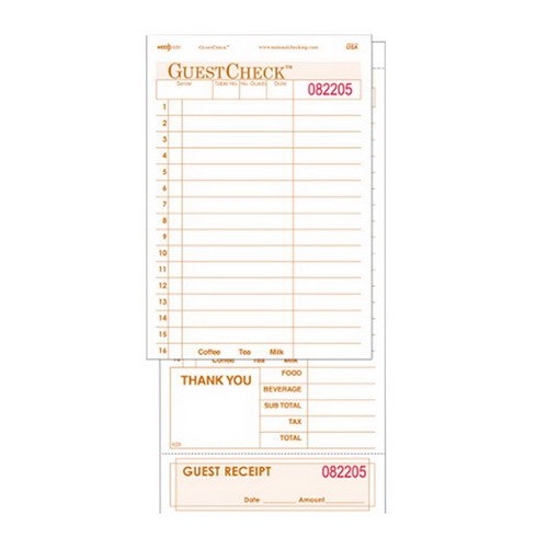 National Checking Company Large 2-Part 16-Line Carbonless Guest Check Tan by NCCO – Tan, Pack of 2000, Model 620SP