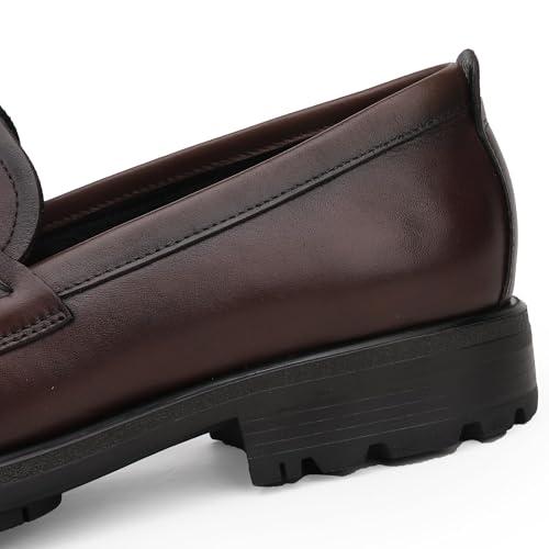 Men's Platform Dress Shoes, Fashion Buckle Slip-on Penny Loafer Casual Leather Shoes Formal Business Wedding Dress Loafers for Mens3