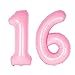 Number 16 Foil Jumbo Digital Mylar Balloons, 40inch 16th Birthday Party Decorations, Party Balloon Supplies, Pink