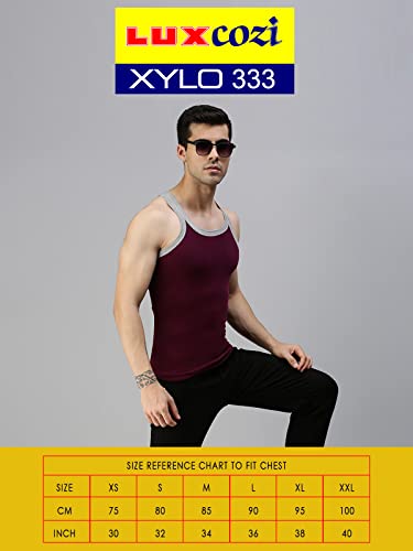 Image of Lux Cozi Men Pack of 3 Pure Cotton Assorted Gym Vest (Size :