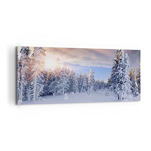 Moderne Impression sur Toile 100x40cm Image Tableau Decoration Murale Aventure alpes hiver neige Tableaux Decoratifs Muraux Chambre Panoramique Deco Cadre Décoration...
