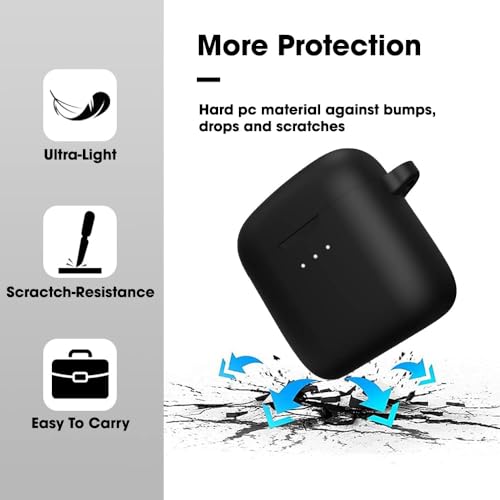 Image of Sounce Earphone Case Cover Compatible with Boat Airdopes 131, Soft Silicone Skin Case Cover Shock-Absorbing Protective Case with Keychain [Front LED Visible] - (Black)
