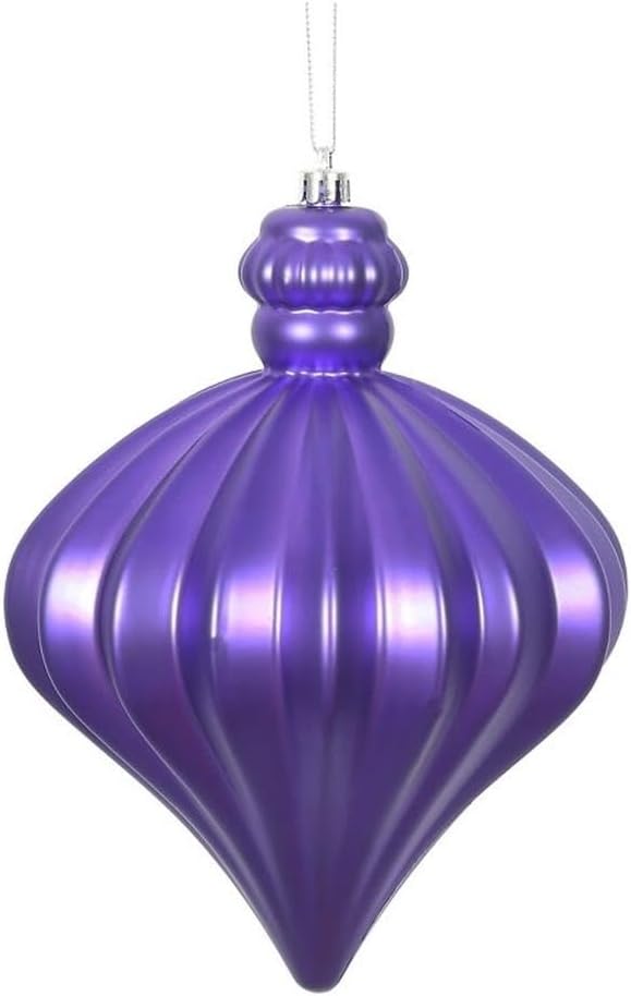 Vickerman 6" Onion Drop Christmas Ornaments in Matte Purple (Set of 4)