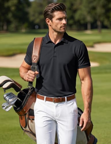 MAGCOMSEN Black Polo Shirts for Men Golf Shirts Pique Polo Shirts Short Sleeve Combat Shirt Tactical Shirt L - 4