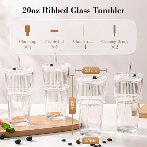 GOSCHE Ribbed Glass Tumbler 4 Pack