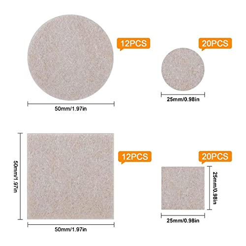 64PCS Felt Furniture Pads 5mm Thicken Furniture Floor Protectors Felt Pads for Furniture (50mm+25mm) Anti Scratch Floor Protectors for Chair Leg Furniture Feet Wood Floor Protectors - Image 2