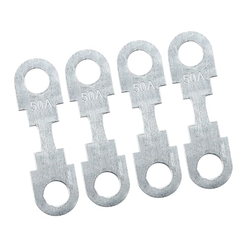 A ABSOPRO Tira De Fusibles Planos Universales Para Automóviles De 50A, Dc 32V, Tono Plateado Metálico (Juego de 5)