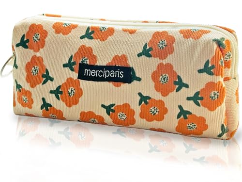 BOAJUNWU Pencil Pouch Cute Pencil Case Office Storage Bag Holder Box Organizer Aesthetic Bow Flower Pattern Makeup Pouch Cosmetic Bag for Women Girls