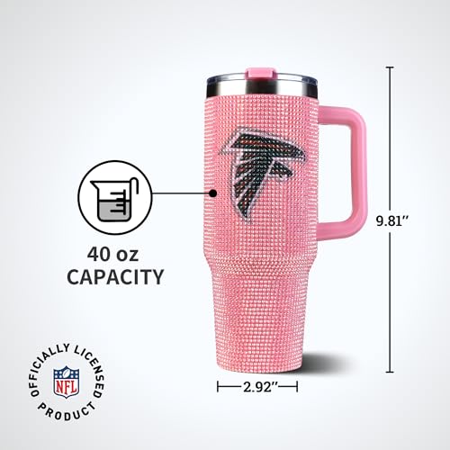 Image of The Memory Company Officially Licensed 40oz Pink Bling Game Day Tumbler, Atlanta Falcons