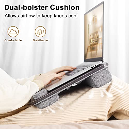 Lap Desk Laptop Bed Table: Computer Lapdesk With Soft Pillow And Storage Bag - Padded Lap Work Tray And Gaming Desk On Bed - Wood Wide Writing Tray For Home Office - Fits Up To 15.6 Inch Laptop #TOP5