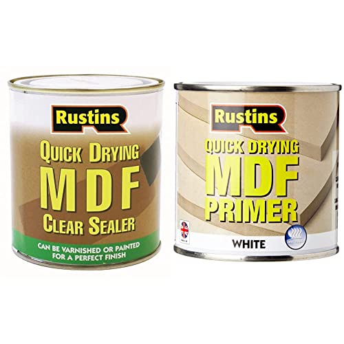 Rustins Quick Drying MDF Clear Sealer 1L & Quick Drying MDF White Primer 250ml