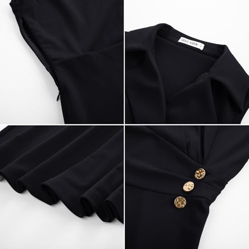 Image of GRACE KARIN 2026 Work Midi Dresses for Women,Wrap Business Casual Funeral Outfit for Women,Wedding Guest Dresses