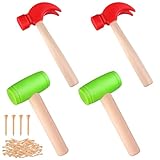 4Pcs Hammer Toys with 40Pcs Small Wooden Hammer Simulation Fake Hammerr Maintenance Tools,Toy Hammerss Plastic Toddler Claw Hammer-s Portable Toys Pretend Play Fake Mallet Hammers for Boys Girls