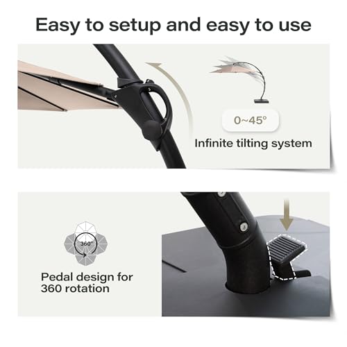 image for LAUSAINT HOME Outdoor Patio Umbrellas with Base, Upgraded 11FT Curvy O