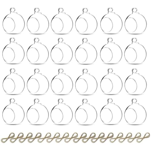 Sziqiqi Boule en Verre a Suspendre - 24 Pieces Boule de Verre Photophore 6cm Bougeoir Suspendu pour pour Mariage Noël Anniversaire Pâques Halloween Jardin