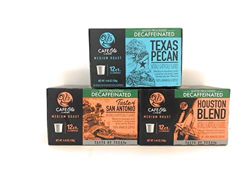 CAFE OLÃƒâ€° Cafe Ole Taste of Texas DECAF Coffee K Cups Gift Assortment, 12ct. (36 Cups) Houston Blend, Texas Pecan, Taste of San Antonio