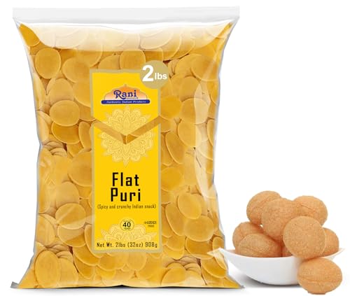 RANI BRAND AUTHENTIC INDIAN PRODUCTS Rani Pani Puri Coins 32oz (2lbs) 907g, Bulk Pack 330-335 Coins ~ Uncooked, Microwaveable wheat and Semolina Coins ~ All Natural | Vegan | NON-GMO