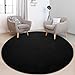 FlyDOIT Round Area Rugs for Bedroom Living Room, 4x4 Black Super Soft Comfy Thickened Memory-Foam Indoor Circle Carpet, Modern Aesthetic Minimalist Carpet for Boys Girls Adults Nursery Home Décor