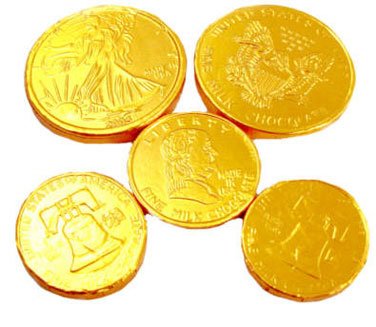 Chocolate Foil Coins - Gold - Assorted, 5 lb bag