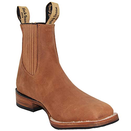 The Western Shops Men’s Short Ankle Square Toe Genuine Leather Cowboy Boot