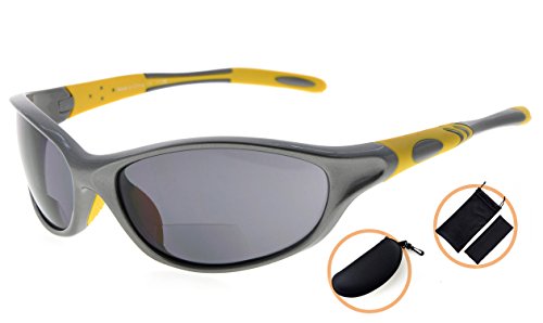 Image of Eyekepper Bifocal Sunglasses for Women Men, Rectangular Frame | Outdoor Sports Bifocal Reading Sunglass, with Readers Built in, Mens Tinted Sun Reader Bifocals, Ladies Cheater,Wrap Half Rim
